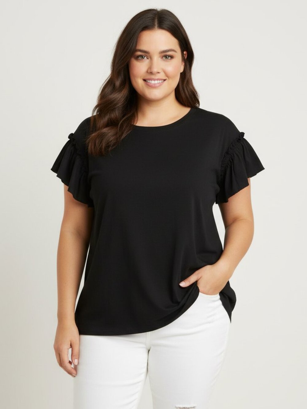 Industry Flutter Sleeve Blouse NWT Black 2XL